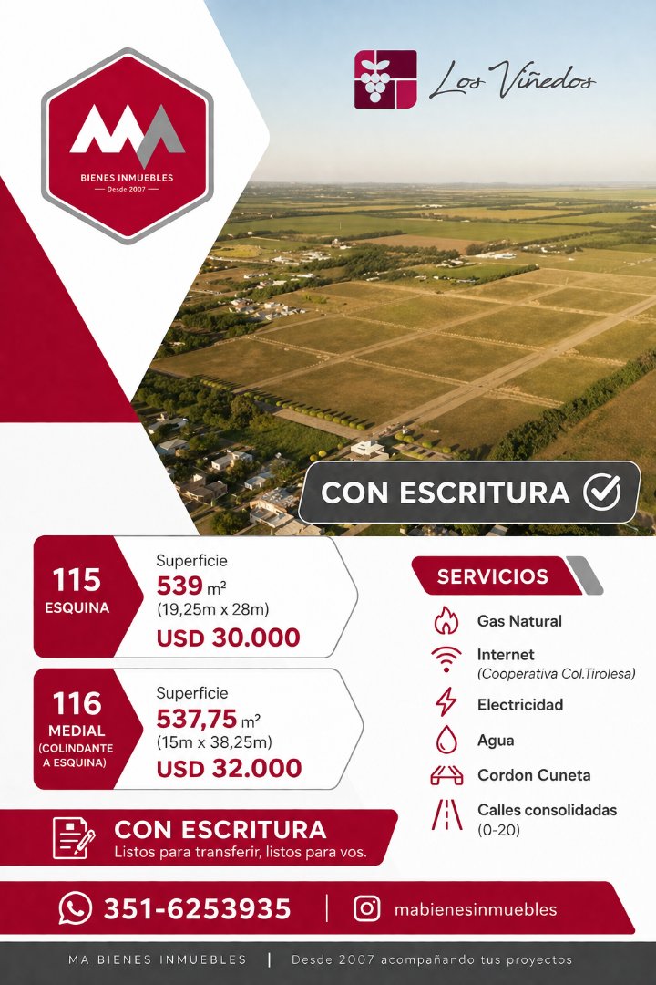 Terreno con todos los servicios en Colonia Tirolesa