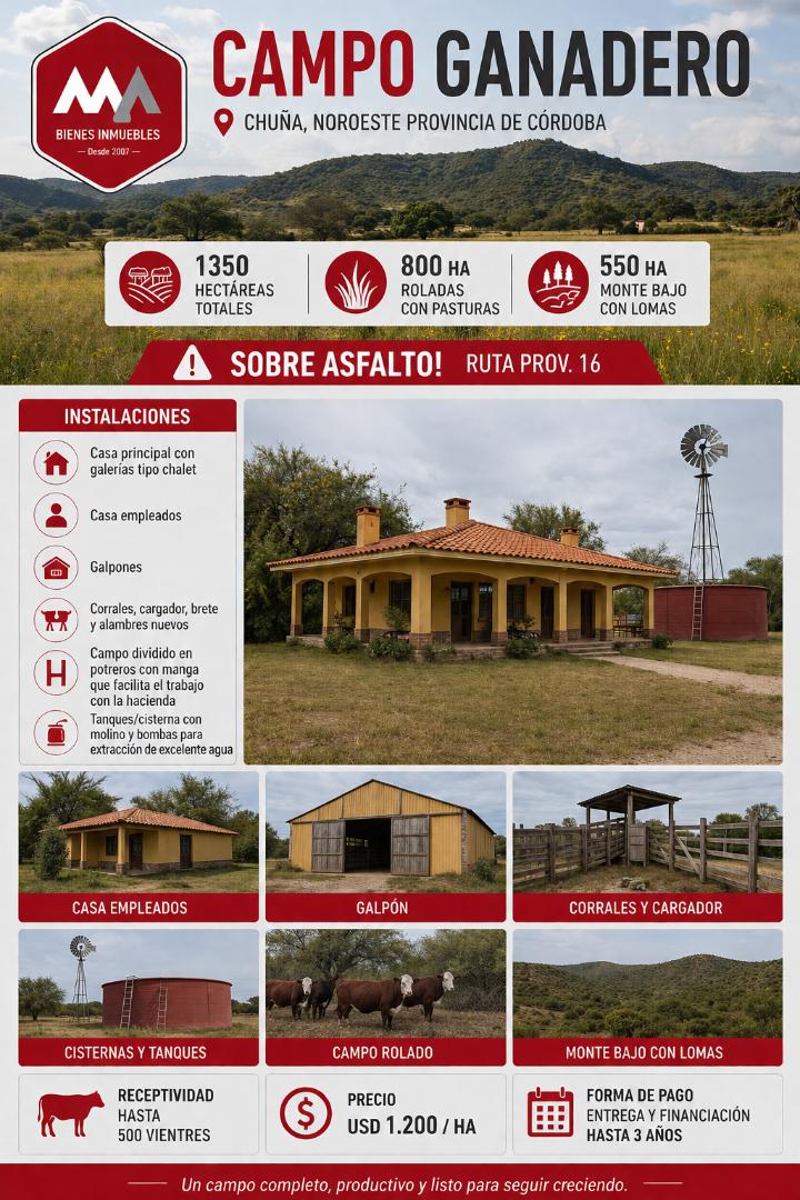 Campo Ganadero acceso por Ruta asfalto